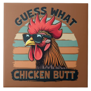 Gissa vad Chicken Butt Funny Retro Tupp Kakelplatta
