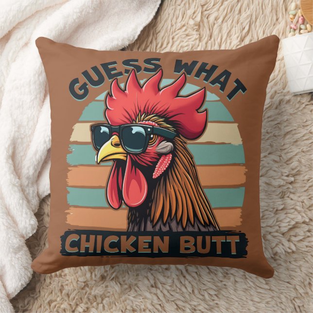 Gissa vad Chicken Butt Funny Retro Tupp Kudde (Filt)