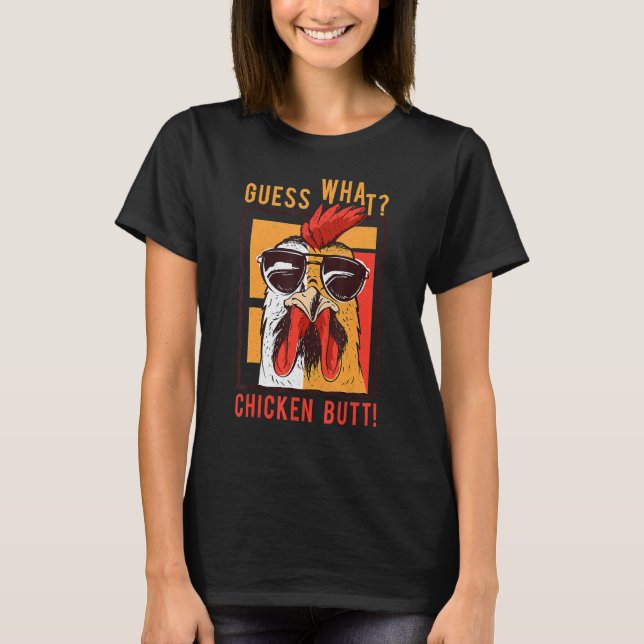 Gissa vad Chicken Butt Pappa Syskon Humor T Shirt (Framsida)