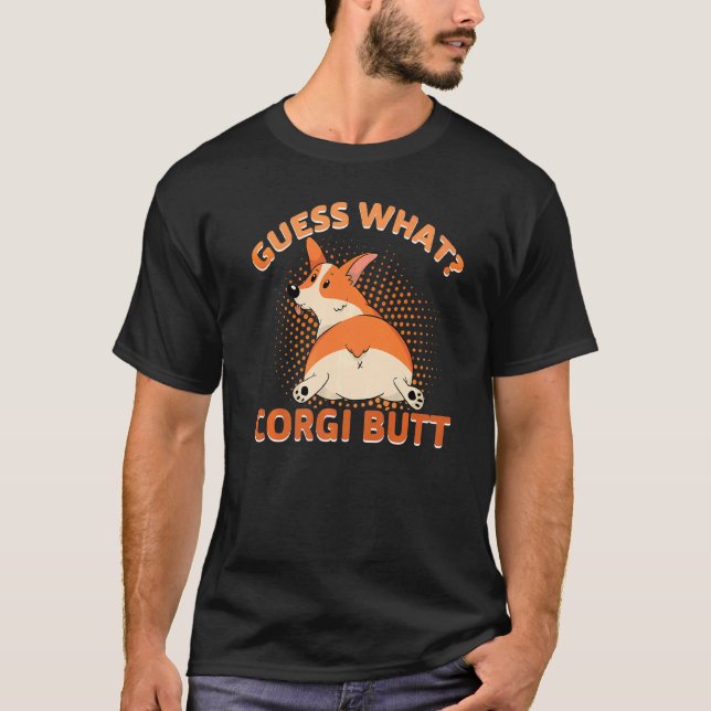 Gissa Vad Corgi Bakdel T Shirt (Framsida)
