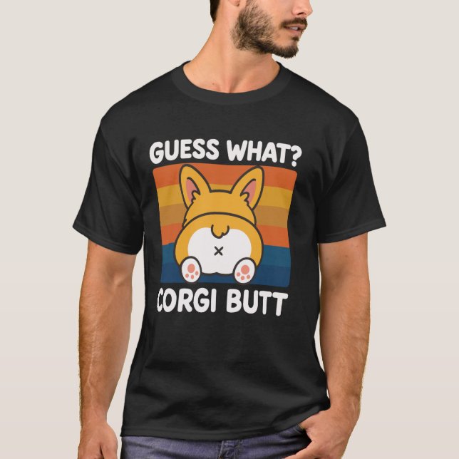 Gissa Vad Corgi Bakdel T Shirt (Framsida)