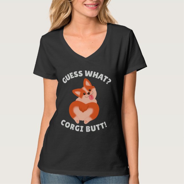 Gissa Vad Corgi Bakdel T Shirt (Framsida)