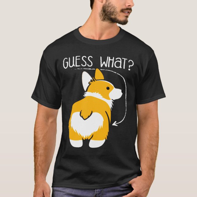 Gissa Vad Corgi Bakdel T Shirt (Framsida)