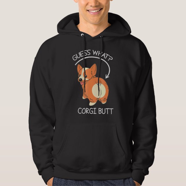 Gissa vad Corgi Butt Hoodie (Framsida)