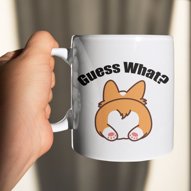 Gissa vad Corgi Butt Humor Kaffemugg (Skapare uppladdad)