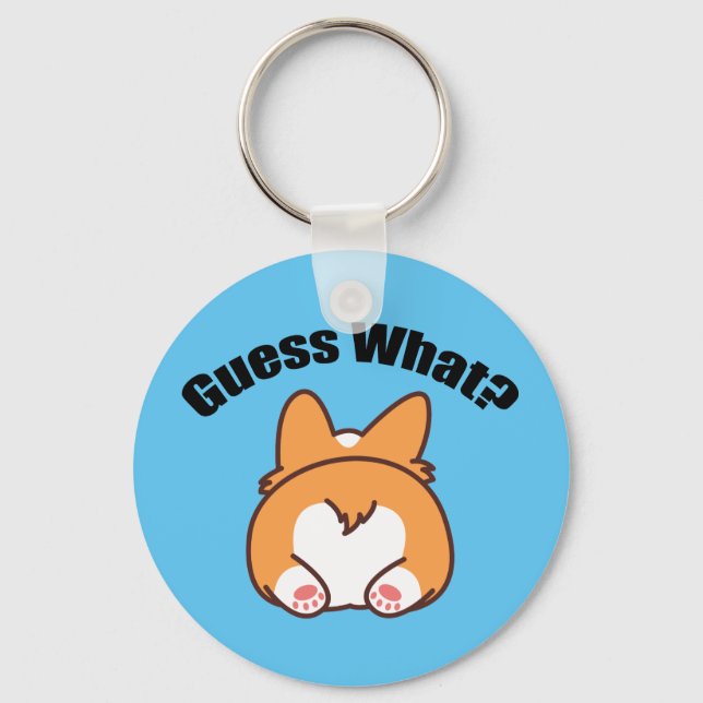 Gissa vad Corgi Butt Humor Nyckelring (Framsida)