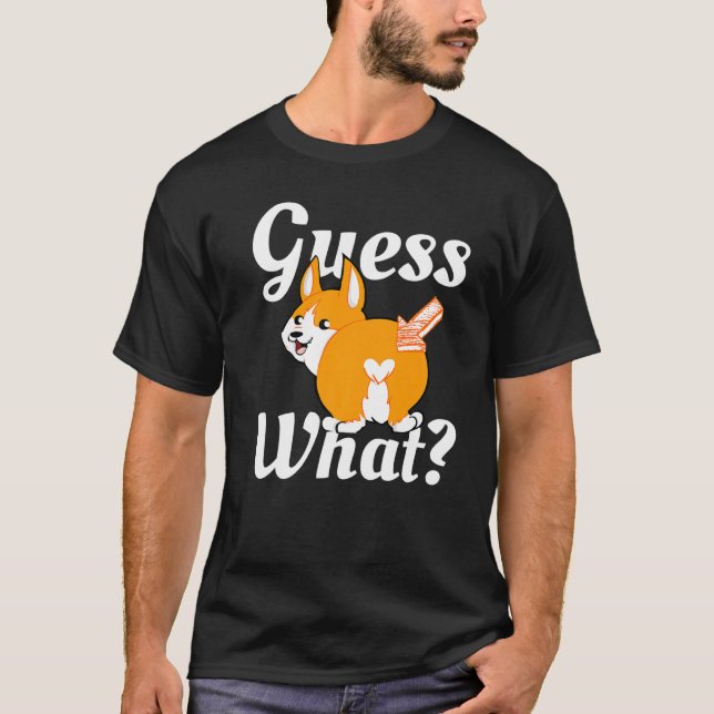 Gissa vad Corgi Butt Hund Premium T Shirt (Framsida)