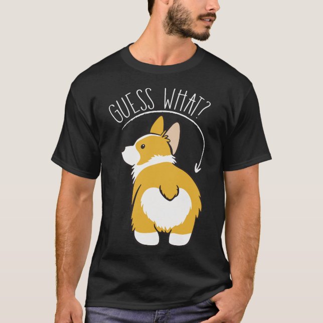 Gissa vad Corgi Butt T Shirt (Framsida)