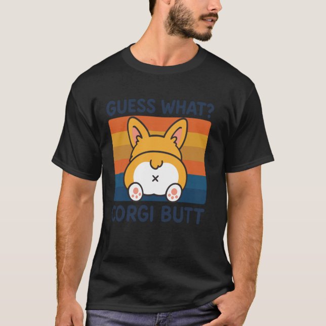 Gissa Vad Corgi Rumpa T Shirt (Framsida)