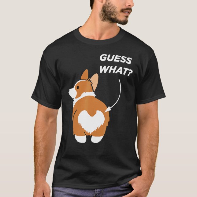 Gissa Vad Corgi T Shirt (Framsida)