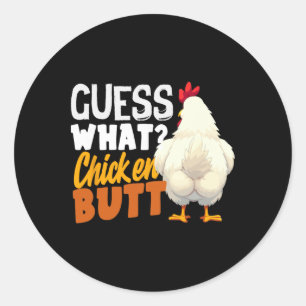 Gissa Vad Höns Bum Funny Retro Humor Skämt Barn Runt Klistermärke