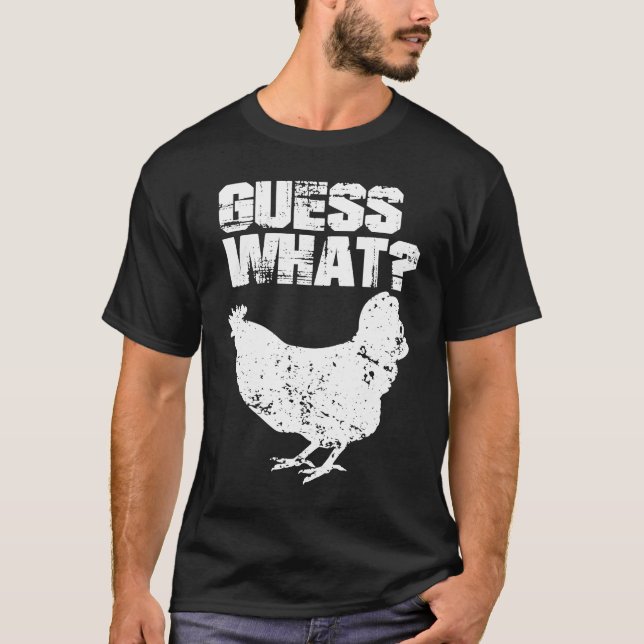 Gissa Vad Höns Klyka Vit Design T Shirt (Framsida)