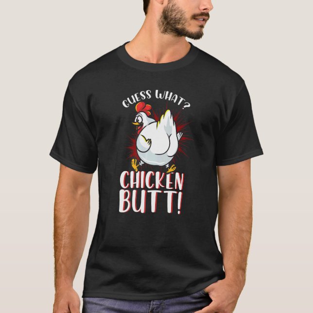 Gissa Vad Höns Men Meme Höns Rumpa T Shirt (Framsida)