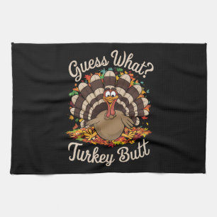Gissa Vad Kalkon Stjärt Roligt Thanksgiving Kökshandduk