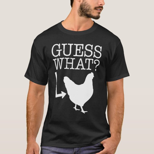 Gissa Vad Kyckling Baksida Present T Shirt (Framsida)