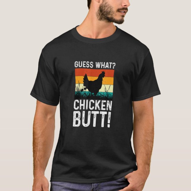 Gissa Vad Kyckling Butt Kläder T Shirt (Framsida)