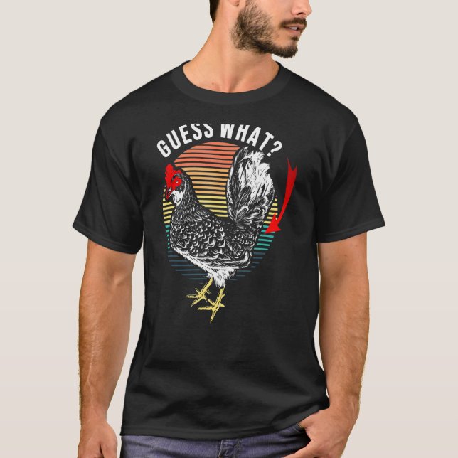 Gissa Vad Kyckling Butt Retro Skämt T Shirt (Framsida)