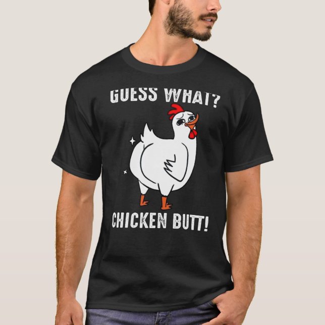 Gissa vad kyckling med knapp kyckling t shirt (Framsida)