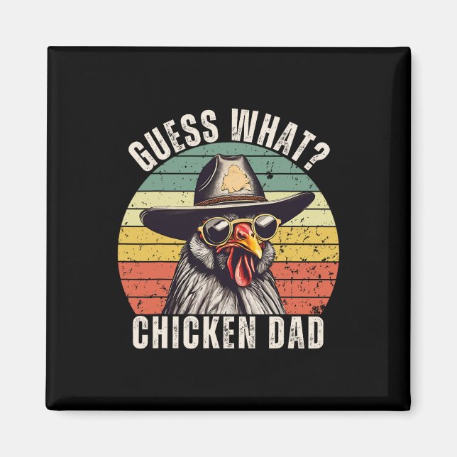 Gissa Vad Kyckling Pappa Daddy Cowboy Fars Dag V Magnet (Framsidan)
