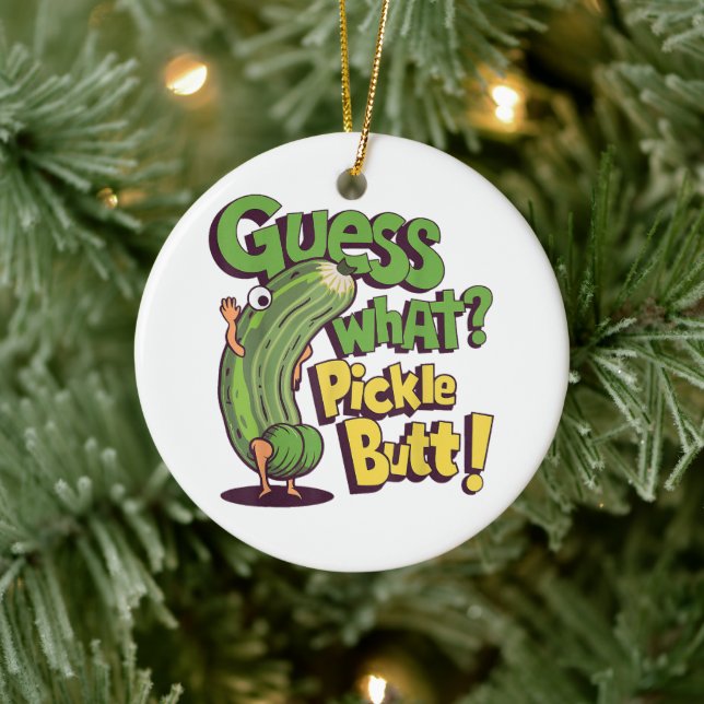 Gissa vad_ Pickle Butt! Rolig Gurka Julgransprydnad Keramik (Träd)