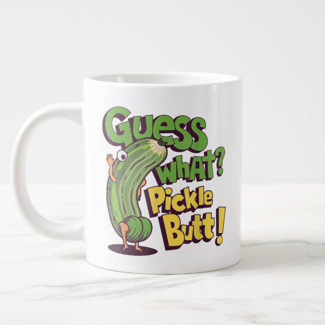 Gissa vad_ Pickle rumpa! Rolig Gurka Jumbo Mugg (Vänster)