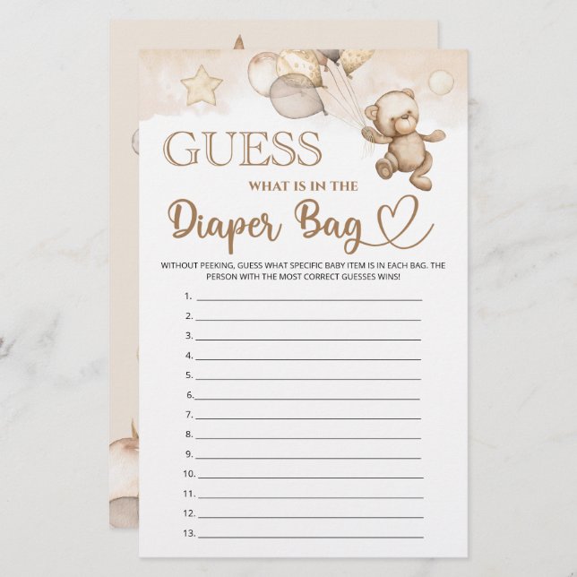 Gissa vad som finns i dagbokens babydusch (Fram/baksida)