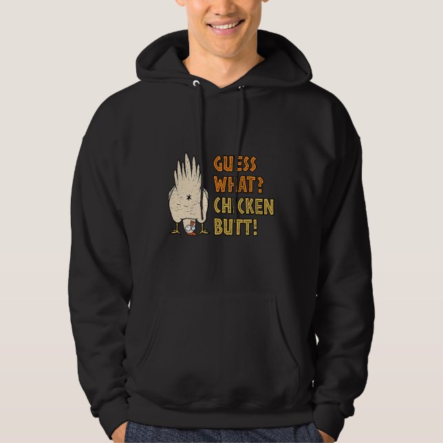 Gissa vad som utforskar på kycklingknapp hoodie (Framsida)