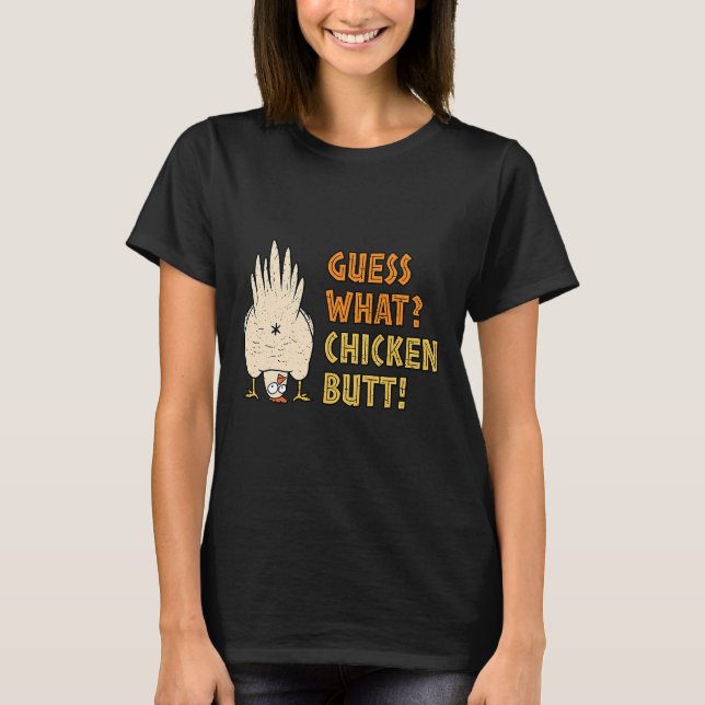 Gissa vad som utforskar på kycklingknapp t shirt (Framsida)