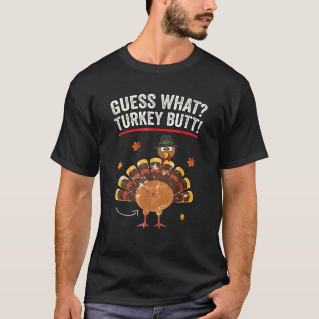 Gissa vad Thanksgivingen Turkiet Butt Pilgrim är. T Shirt (Framsida)