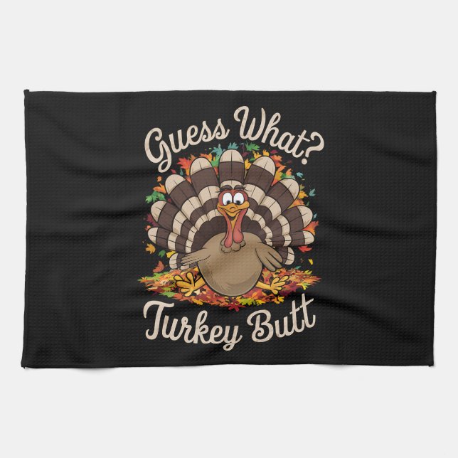 Gissa vad Turkiet Butt Funny Thanksgiving är Kökshandduk (Horisontell)