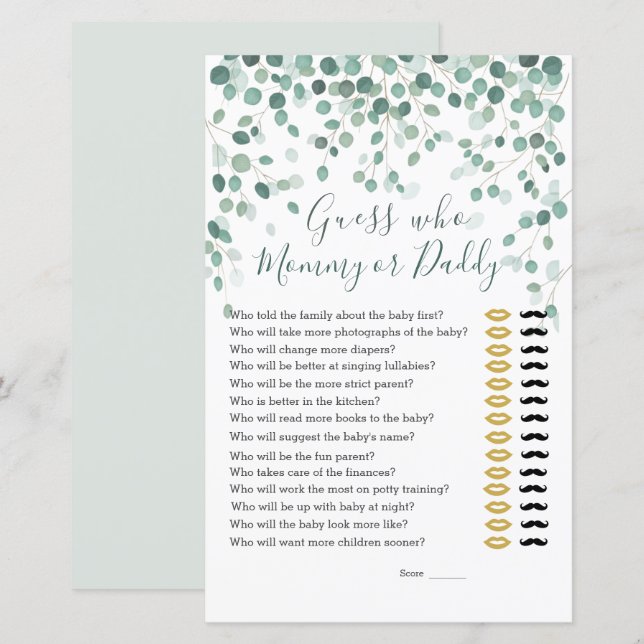 Gissa vem babyskor som spelar Eucalyptus Löv (Fram/baksida)