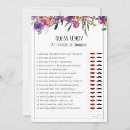 Gissa vem Blommigten är redigerbar för babyvisning Inbjudningar