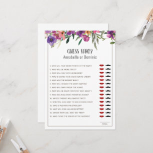Gissa vem Blommigten är redigerbar för babyvisning Inbjudningar