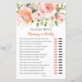 Gissa vem Blommigten Greenery för babyvisningsspel