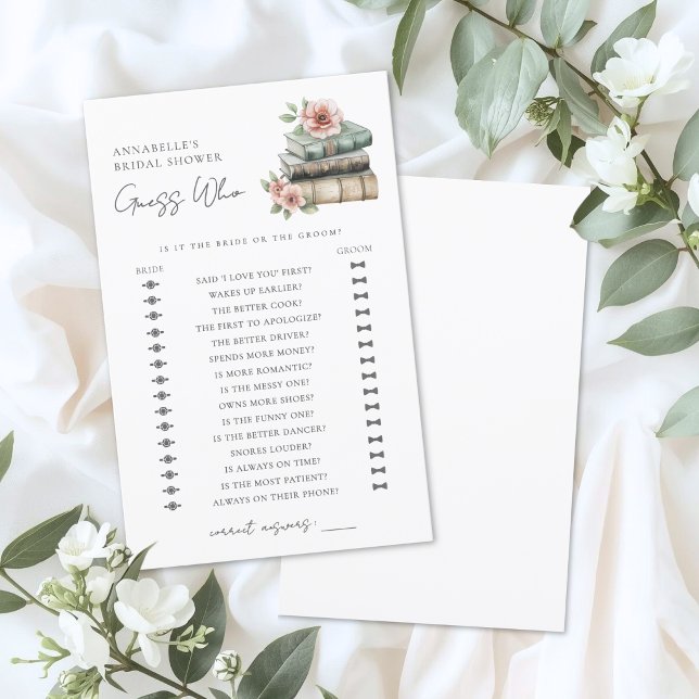 Gissa Vem Bok Bröllopsduschspel (Guess Who Book Bridal Shower Game)