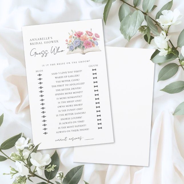 Gissa Vem Bok Bröllopsduschspel (Guess Who Book Bridal Shower Game)