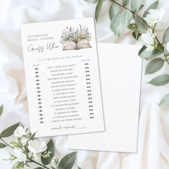 Gissa Vem Bok Bröllopsduschspel (Guess Who Book Bridal Shower Game)
