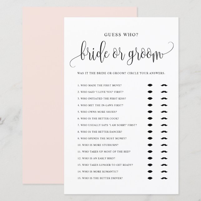 Gissa vem Bride eller Groom han sa att hon sa "Gam (Fram/baksida)