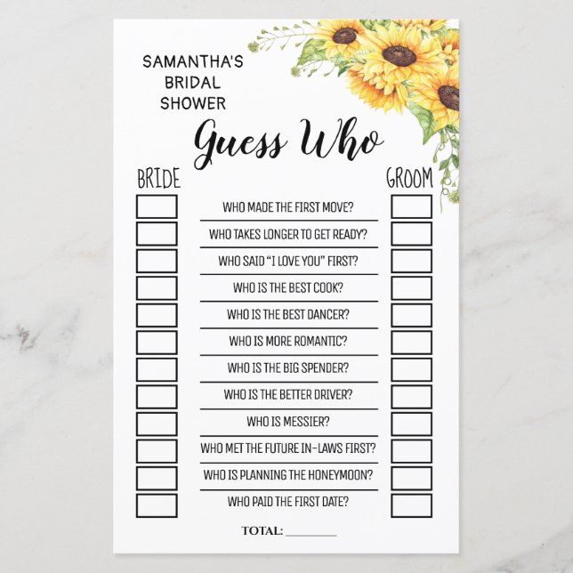 Gissa vem bröllopsdusch engelska spanska spel (Framsida)