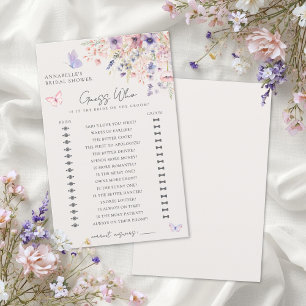 Gissa Vem Fjärils Bröllopsdusch Wildflower-spel