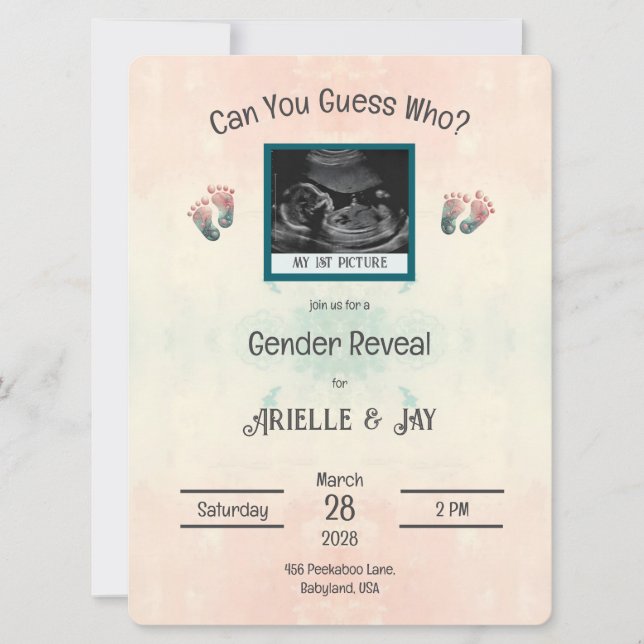 "Gissa vem" Genderna Visa ultraljudsskuvret (Framsida)