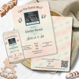 "Gissa vem" Genderna Visa ultraljudsskuvret Inbjudningar