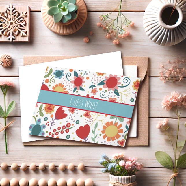 Gissa vem Inspirief Colorful Blommigt Notecard Kort (Skapare uppladdad)