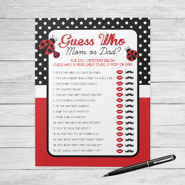 Gissa vem Ladybug Baby Shower Game Pack Anteckningsblock