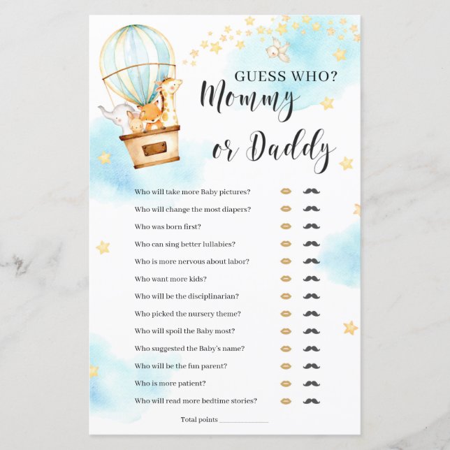 Gissa vem mamma eller pappa Baby Shower Game (Framsida)