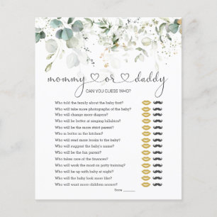 Gissa vem Mamma eller pappa Baby Shower Game Green