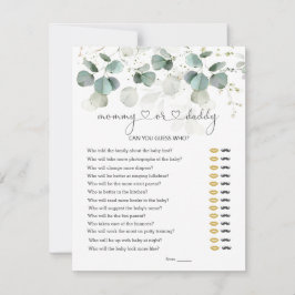 Gissa vem Mamma eller pappa Baby Shower Greenery G OSA Kort