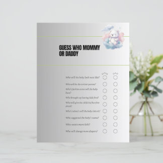 Gissa vem Mamma eller Pappa Baby Shower Spel