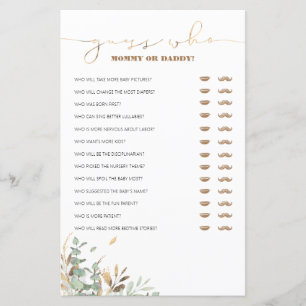 Gissa vem Mamma eller pappa Baby Shower-spel