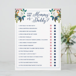 Gissa vem Mamma eller pappa Baby Shower-spel Inbjudningar
